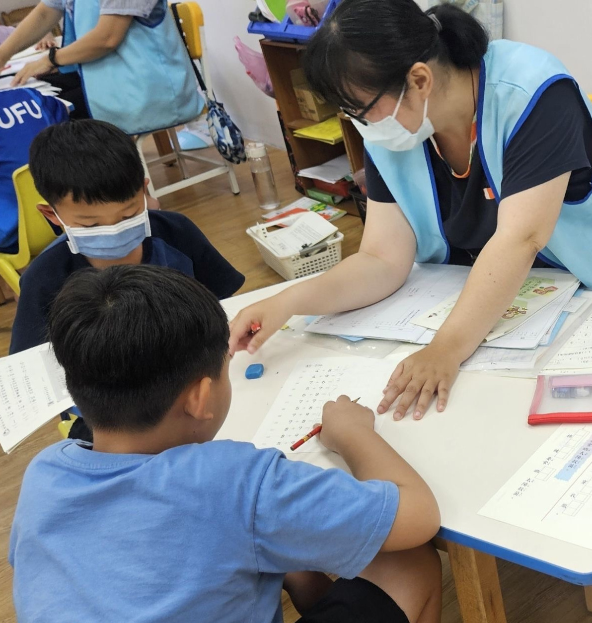 Students participating in a classroom learning activity