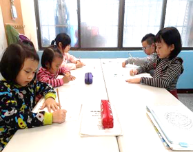 Students completing a hands-on learning activity